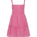 Sea Cole Smocked Sleeveless Dress Girls' 12Y Pink Square Neck Tiered Back Zip