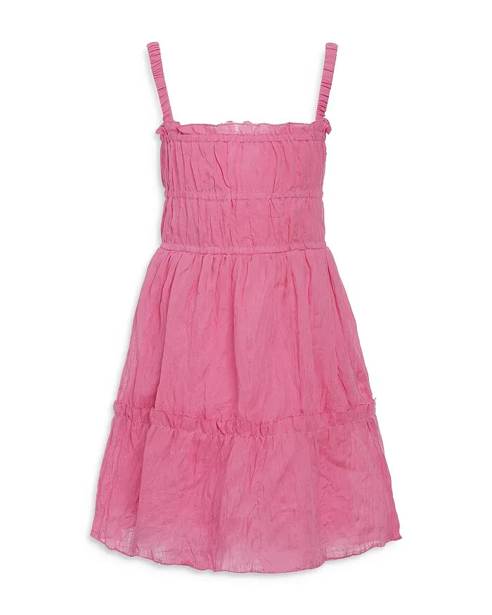 Sea Cole Smocked Sleeveless Dress Girls' 12Y Pink Square Neck Tiered Back Zip