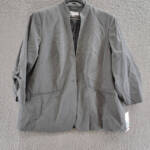 Calvin Klein Plus Size Pinstriped One-Button Jacket Women's 20W Charcoal/Cream