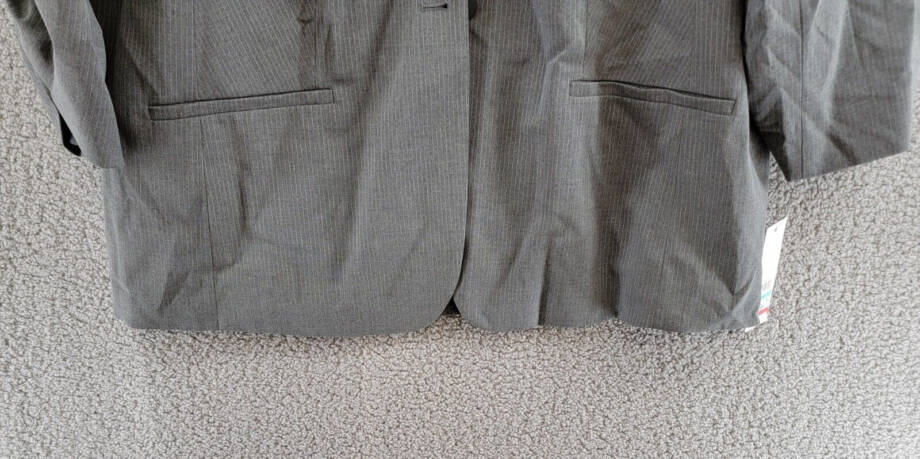 Calvin Klein Plus Size Pinstriped One-Button Jacket Women's 20W Charcoal/Cream