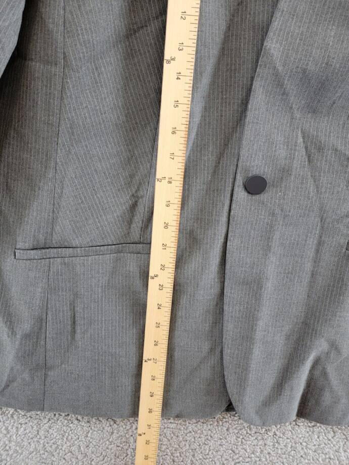 Calvin Klein Plus Size Pinstriped One-Button Jacket Women's 20W Charcoal/Cream