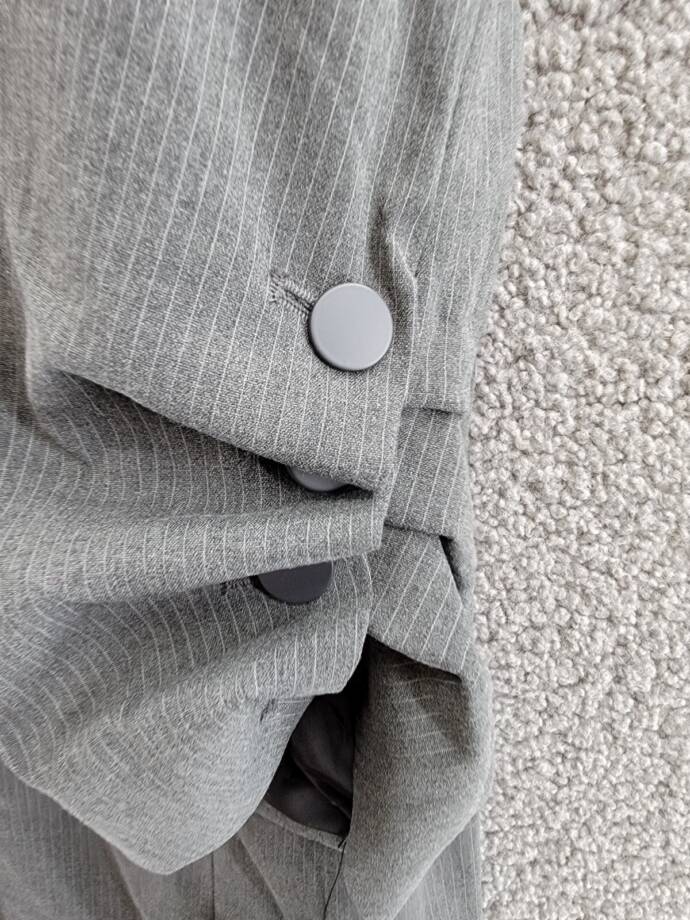 Calvin Klein Plus Size Pinstriped One-Button Jacket Women's 20W Charcoal/Cream