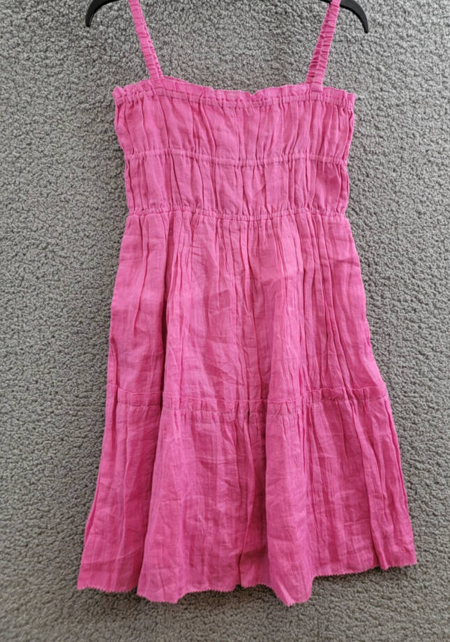 Sea Cole Smocked Sleeveless Dress Girls' 12Y Pink Square Neck Tiered Back Zip