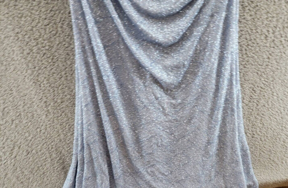 B Darlin Trendy Plus Size Glitter-Knit Ruched Gown 22W Light Blue Zip Closure