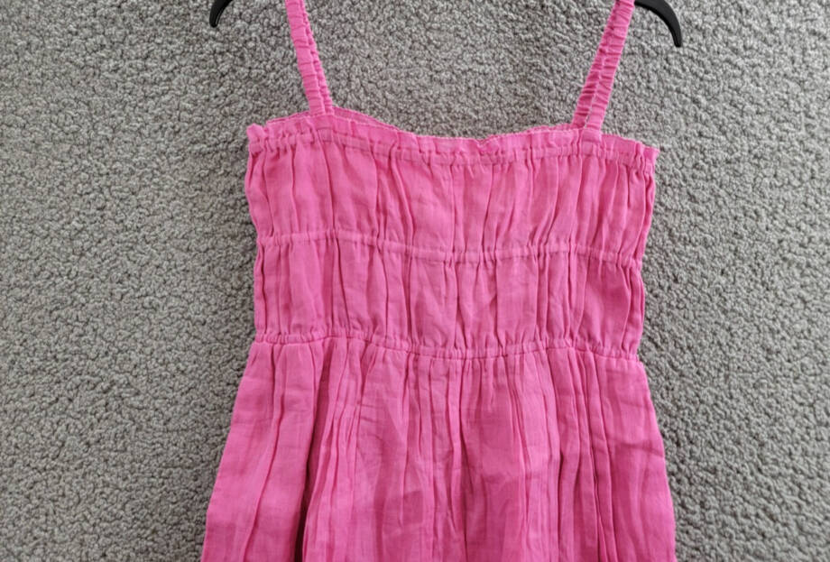 Sea Cole Smocked Sleeveless Dress Girls' 12Y Pink Square Neck Tiered Back Zip
