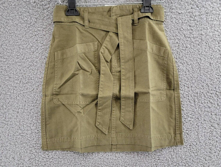 Faherty Palos Verdes Utility Skirt Women's 0 Military Olive Linen Blend Hook&Bar