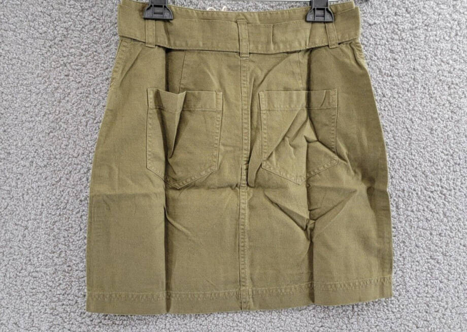 Faherty Palos Verdes Utility Skirt Women's 0 Military Olive Linen Blend Hook&Bar
