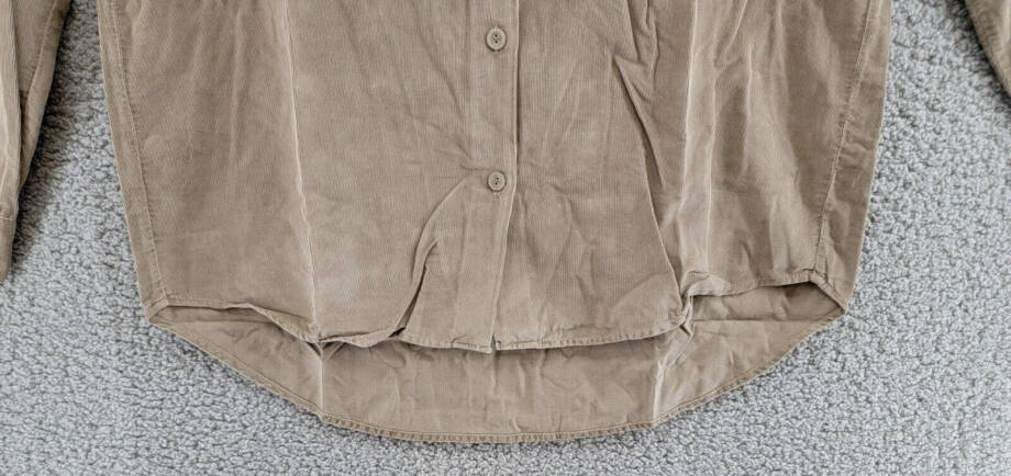 Monrow Mini Corduroy Patch Pocket Shirt Women's XS Brown Collared Long Sleeve