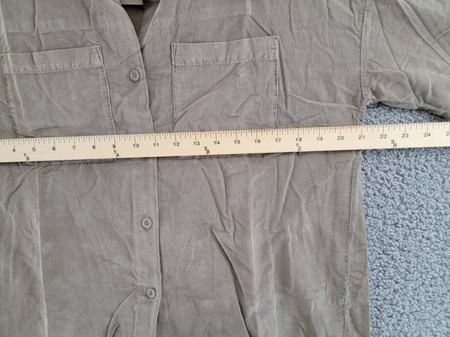 Monrow Mini Corduroy Patch Pocket Shirt Women's XS Brown Collared Long Sleeve