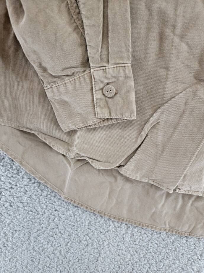 Monrow Mini Corduroy Patch Pocket Shirt Women's XS Brown Collared Long Sleeve