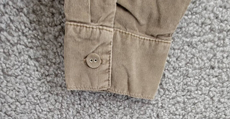 Monrow Mini Corduroy Patch Pocket Shirt Women's XS Brown Collared Long Sleeve
