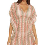 Becca Solstice Crocheted Cover-Up Tunic Women's M-L Multi Pullover Style V-Neck