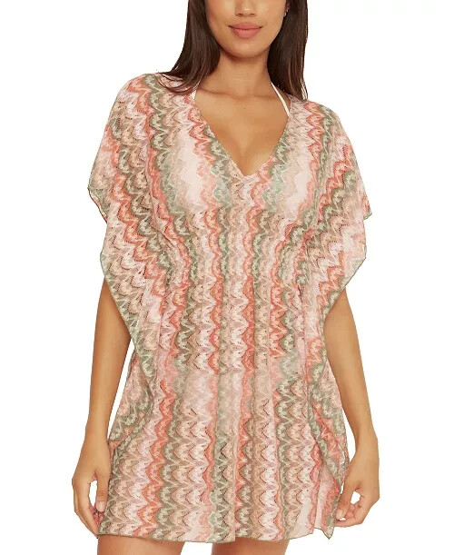 Becca Solstice Crocheted Cover-Up Tunic Women's M-L Multi Pullover Style V-Neck
