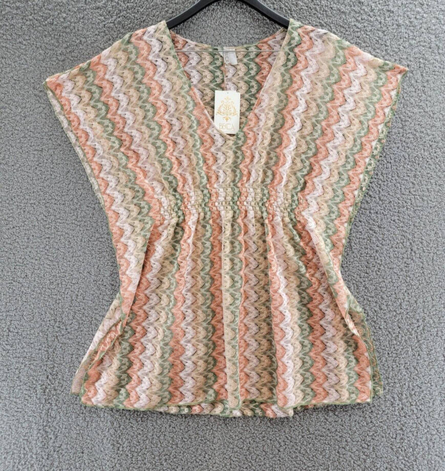 Becca Solstice Crocheted Cover-Up Tunic Women's M-L Multi Pullover Style V-Neck