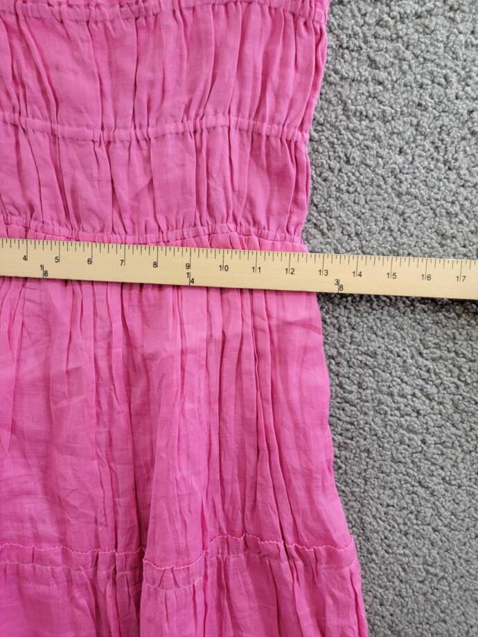 Sea Cole Smocked Sleeveless Dress Girls' 12Y Pink Square Neck Tiered Back Zip