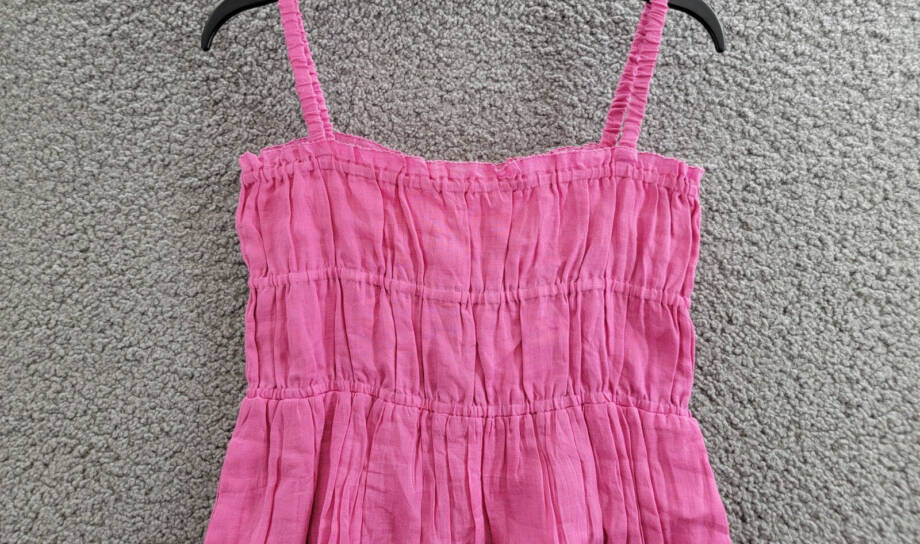 Sea Cole Smocked Sleeveless Dress Girls' 12Y Pink Square Neck Tiered Back Zip