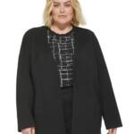 Calvin Klein Plus Size Open Front Ponte Blazer Women's 14W Black Long Sleeve