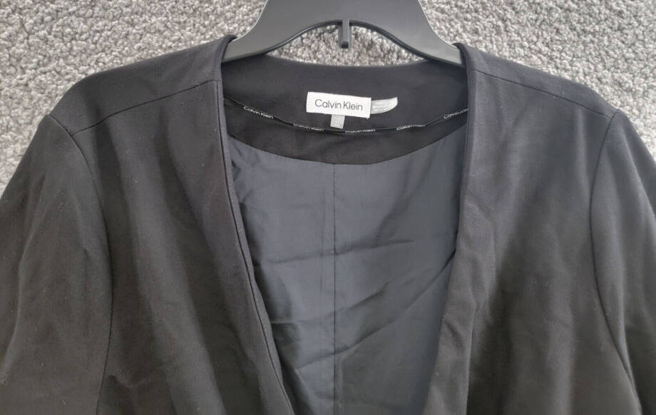 Calvin Klein Plus Size Open Front Ponte Blazer Women's 14W Black Long Sleeve