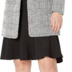 Kasper Double Button Front Longer Length Plaid Jacket Women's 16 Black/Vanilla