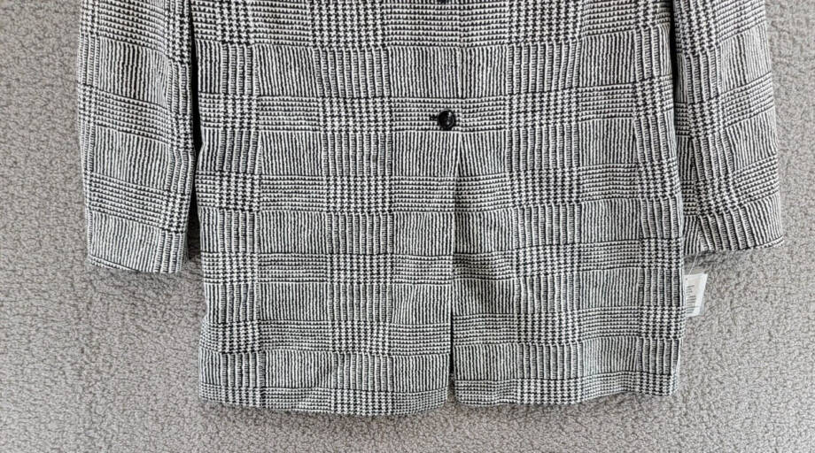 Kasper Double Button Front Longer Length Plaid Jacket Women's 16 Black/Vanilla