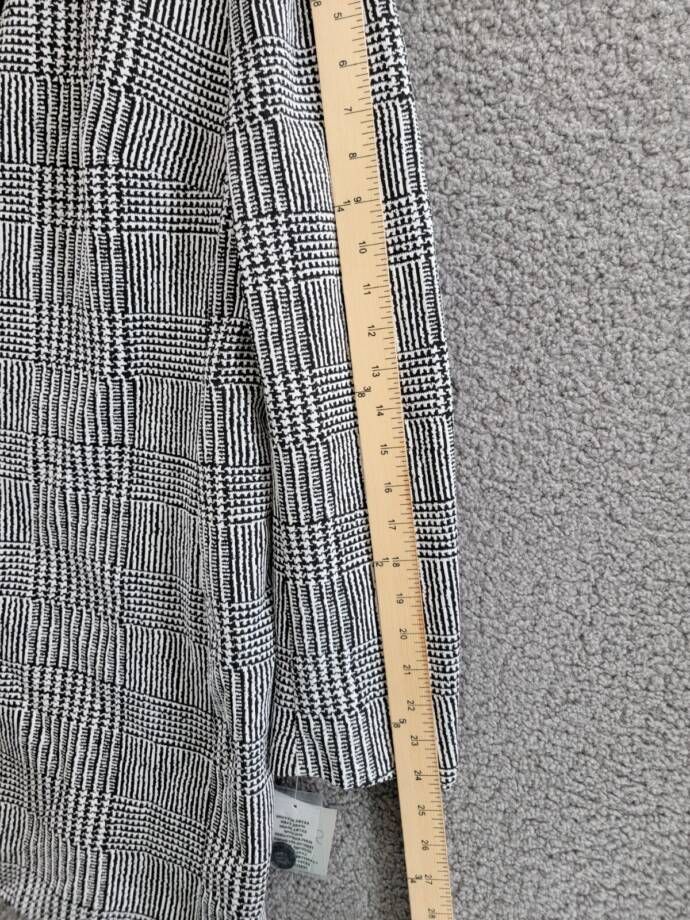Kasper Double Button Front Longer Length Plaid Jacket Women's 16 Black/Vanilla