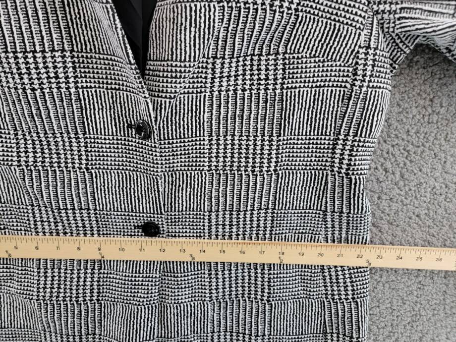 Kasper Double Button Front Longer Length Plaid Jacket Women's 16 Black/Vanilla