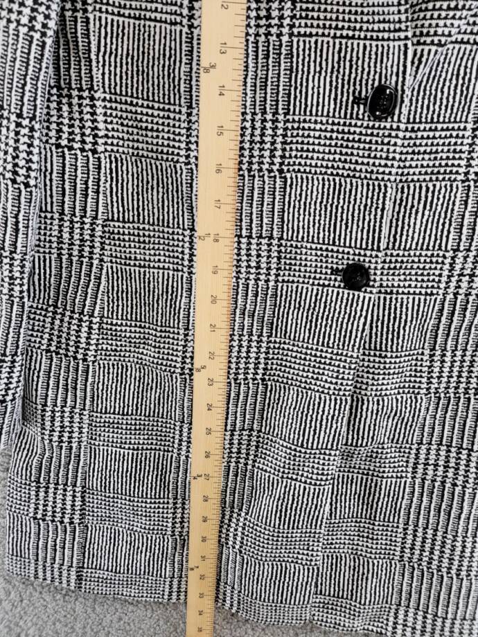 Kasper Double Button Front Longer Length Plaid Jacket Women's 16 Black/Vanilla
