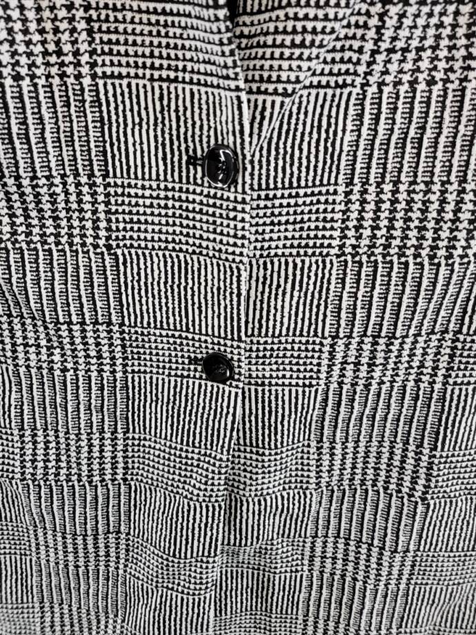 Kasper Double Button Front Longer Length Plaid Jacket Women's 16 Black/Vanilla
