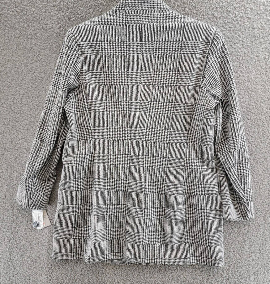 Kasper Double Button Front Longer Length Plaid Jacket Women's 16 Black/Vanilla