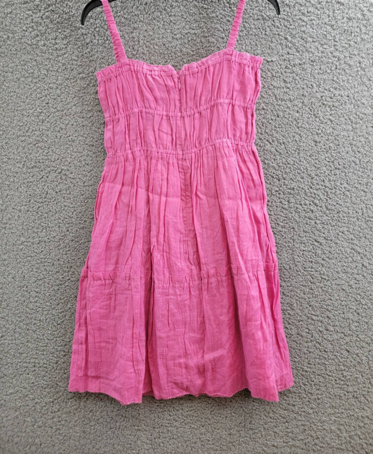 Sea Cole Smocked Sleeveless Dress Girls' 12Y Pink Square Neck Tiered Back Zip
