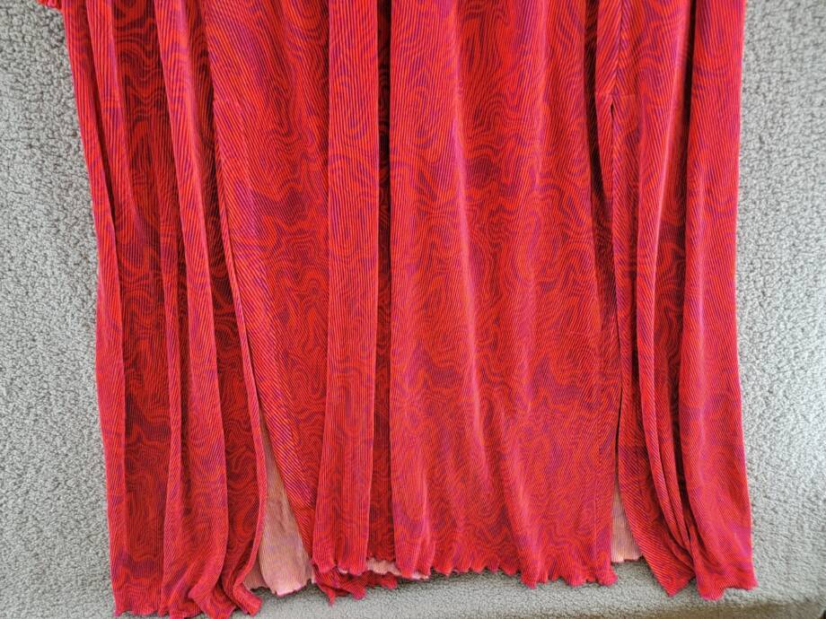 Nina Parker Plus Size Keyhole Printed Pleated Maxi Dress Women's 3X Orange/Pink