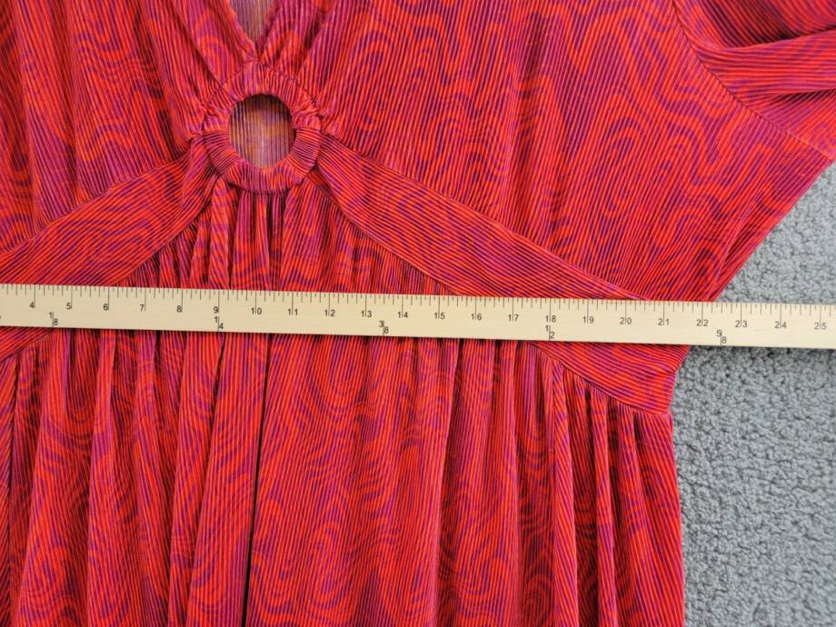 Nina Parker Plus Size Keyhole Printed Pleated Maxi Dress Women's 3X Orange/Pink