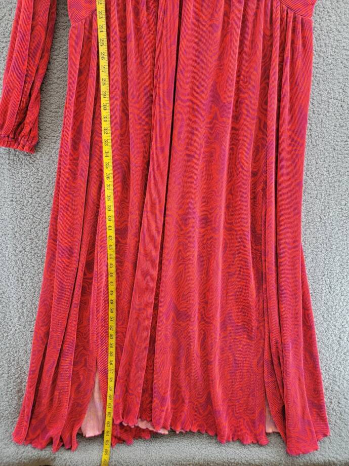 Nina Parker Plus Size Keyhole Printed Pleated Maxi Dress Women's 3X Orange/Pink