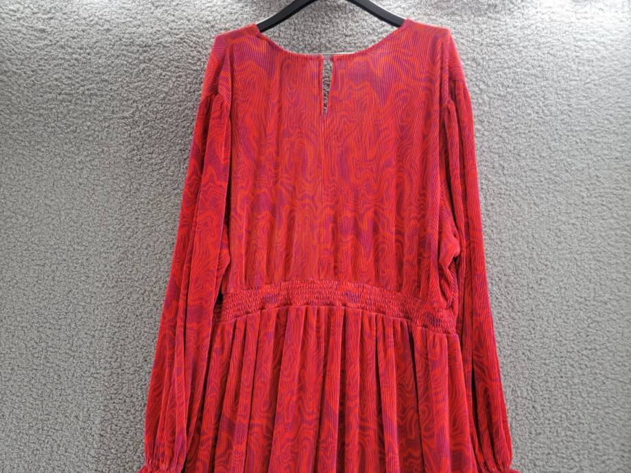 Nina Parker Plus Size Keyhole Printed Pleated Maxi Dress Women's 3X Orange/Pink