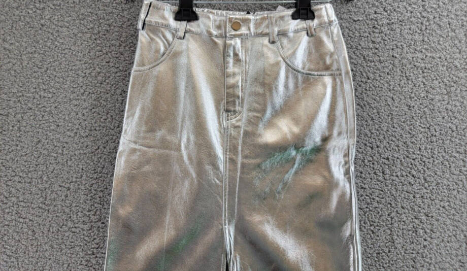 Line & Dot Tinsley Vegan Leather Long Skirt Women's S Silver Button Zip Closure