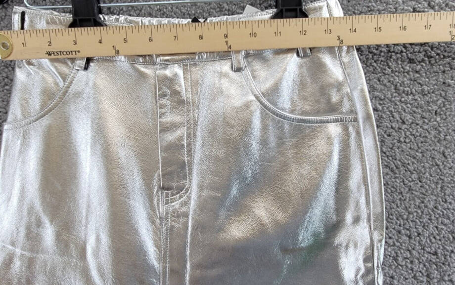 Line & Dot Tinsley Vegan Leather Long Skirt Women's S Silver Button Zip Closure