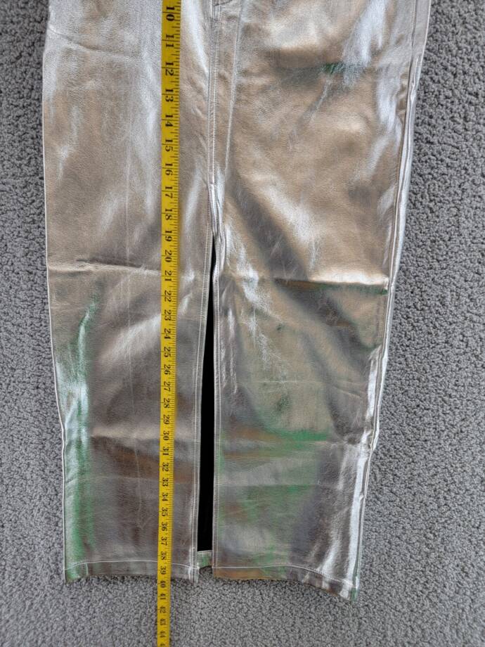 Line & Dot Tinsley Vegan Leather Long Skirt Women's S Silver Button Zip Closure
