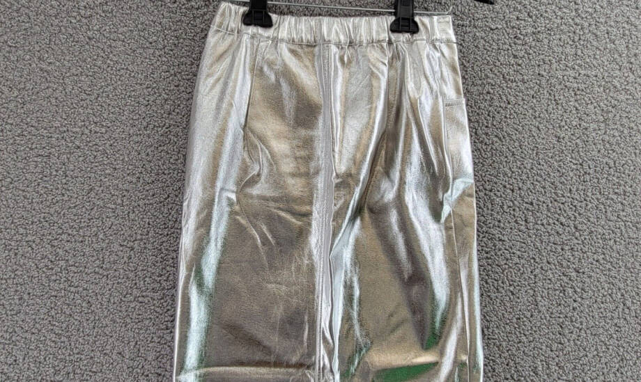 Line & Dot Tinsley Vegan Leather Long Skirt Women's S Silver Button Zip Closure