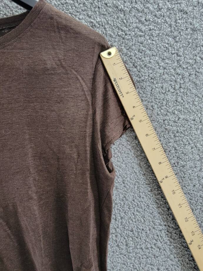 FRAME Easy True Raw-Edge Linen Tee Women's XS Espresso Crew Neck Short Sleeve