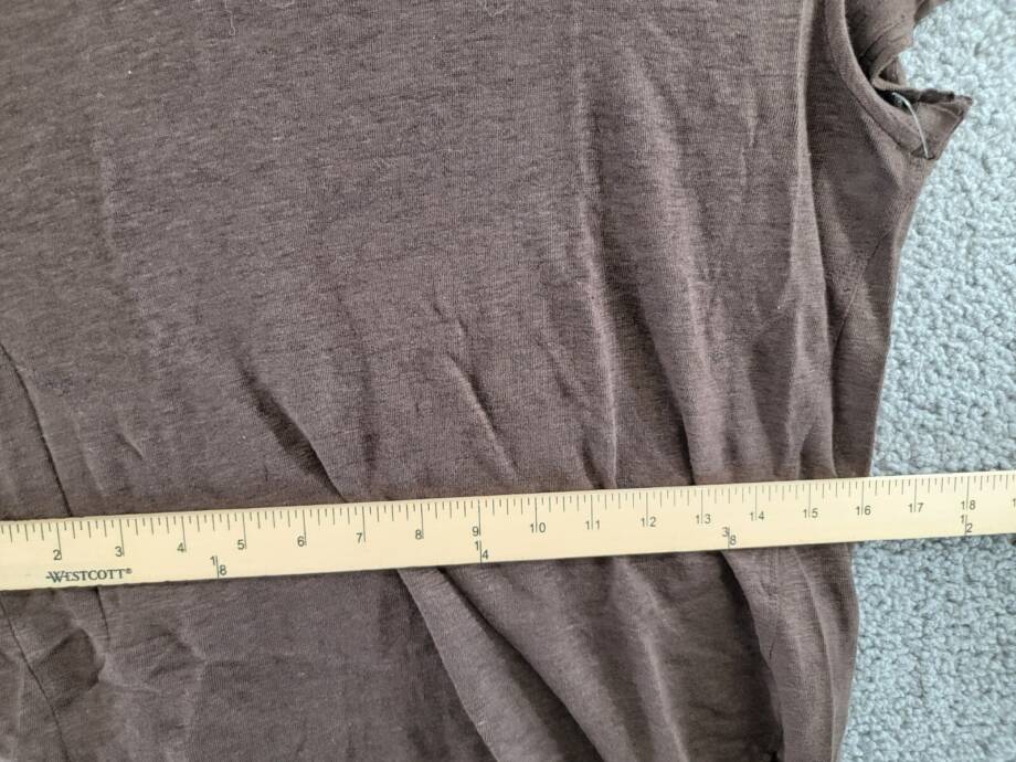 FRAME Easy True Raw-Edge Linen Tee Women's XS Espresso Crew Neck Short Sleeve