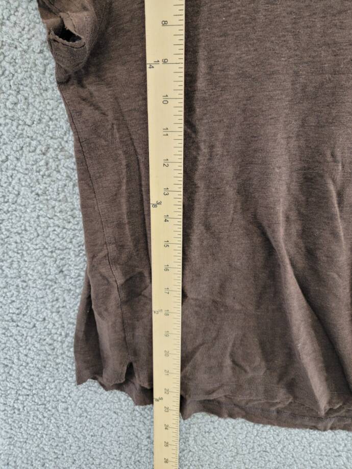 FRAME Easy True Raw-Edge Linen Tee Women's XS Espresso Crew Neck Short Sleeve