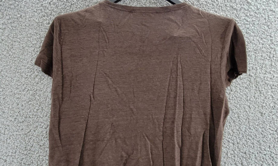 FRAME Easy True Raw-Edge Linen Tee Women's XS Espresso Crew Neck Short Sleeve