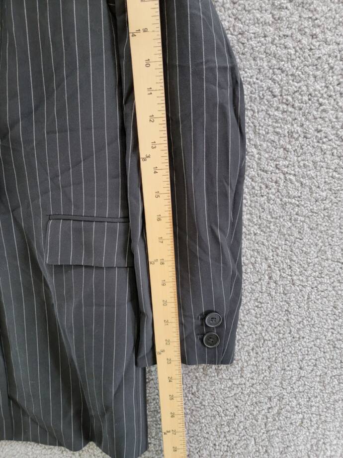 Calvin Klein Pinstripe Belted Jacket Women's 6 Black/White Button Front L/S