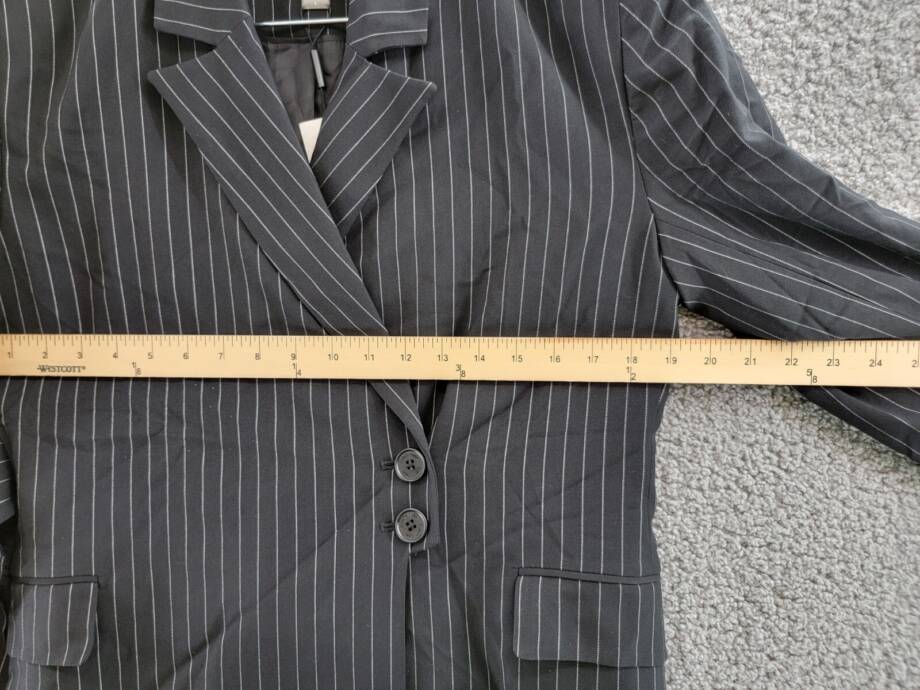 Calvin Klein Pinstripe Belted Jacket Women's 6 Black/White Button Front L/S