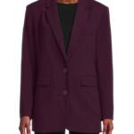 Calvin Klein Solid Single Breasted Blazer Women's 4 Aubergine Button Front L/S