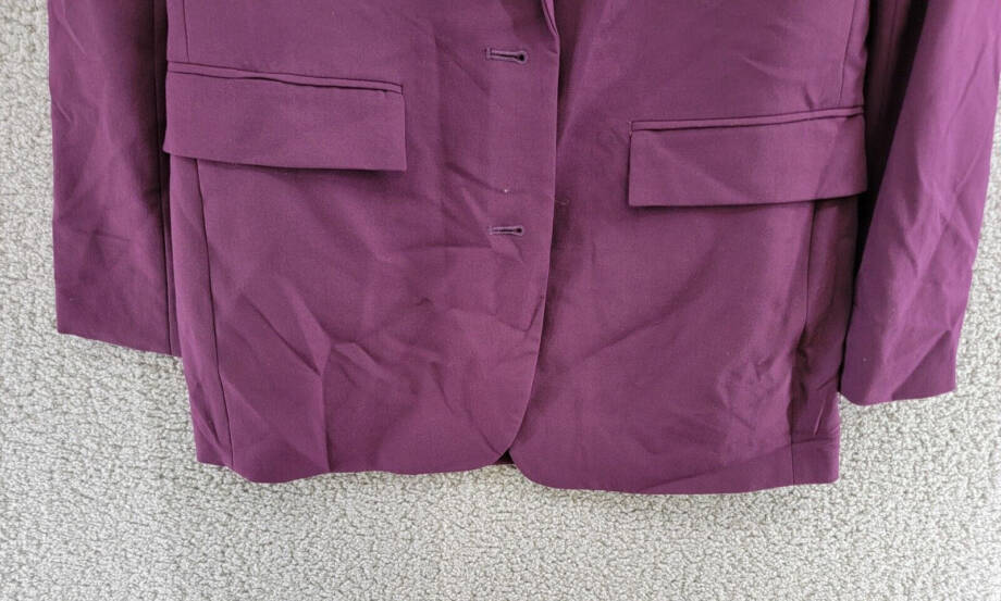 Calvin Klein Solid Single Breasted Blazer Women's 4 Aubergine Button Front L/S