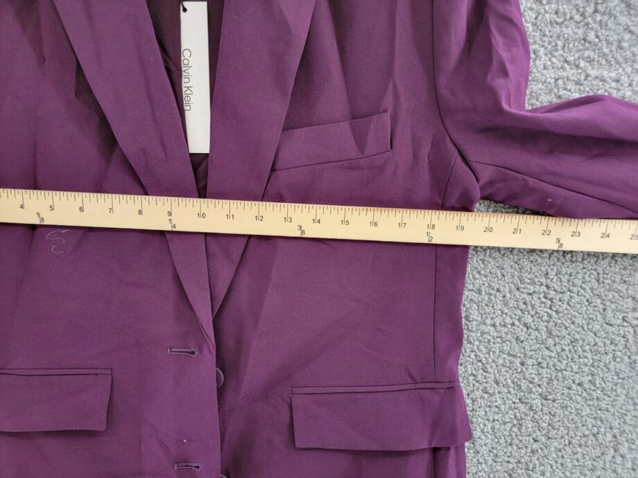 Calvin Klein Solid Single Breasted Blazer Women's 4 Aubergine Button Front L/S