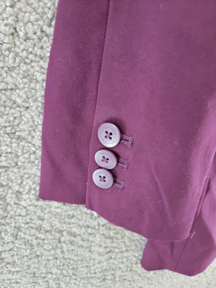 Calvin Klein Solid Single Breasted Blazer Women's 4 Aubergine Button Front L/S