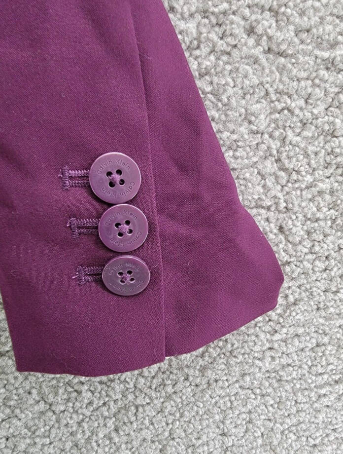 Calvin Klein Solid Single Breasted Blazer Women's 4 Aubergine Button Front L/S