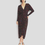 Lauren Ralph Lauren Checked Paisley Twist-Front Jersey Dress Women's 4 Multi L/S